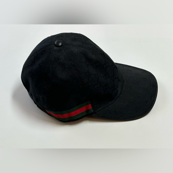 Gucci Original Men’s Canvas Hat With Web|XXL Strap Back Adjustable Cap|Black - Picture 4 of 9